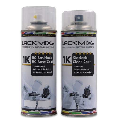 1C0 Silver Met / für Toyota / Spraydosen-Lackspray Autolack Sets: Basislack + 1K Klarlack