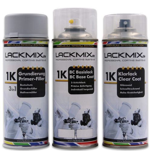 B76 Flammenrot Met / Dacia / Spraydosen-Lackspray Autolack Sets: 1K Grundierung + Basislack + 1K Klarlack