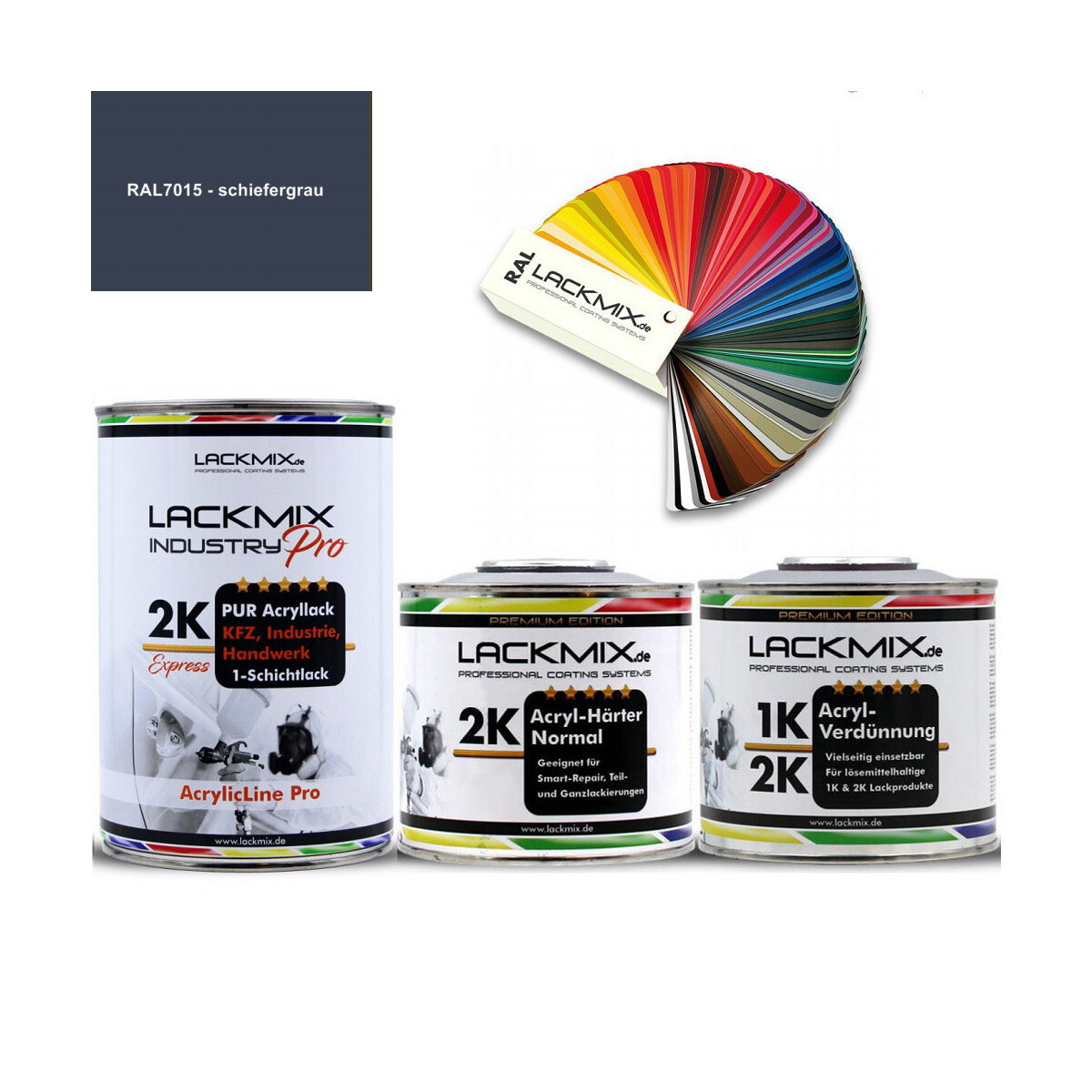 TRISTARcolor 2K Acryl-Sprühdose RAL 7015 Schiefergrau Matt – 400 Ml, Schnelltrocknend, Made In Germany