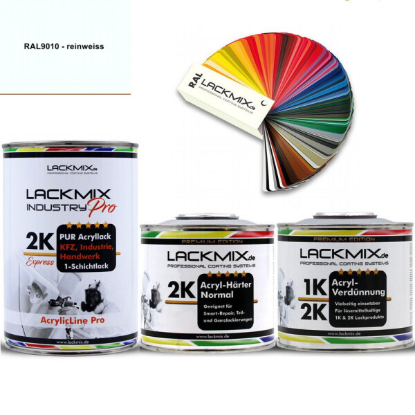 TRISTARcolor - Vernice Auto 2K RAL 9010 Bianco Puro Opaco, 1,5 Litri Con Indurente Incluso, Made In Germany