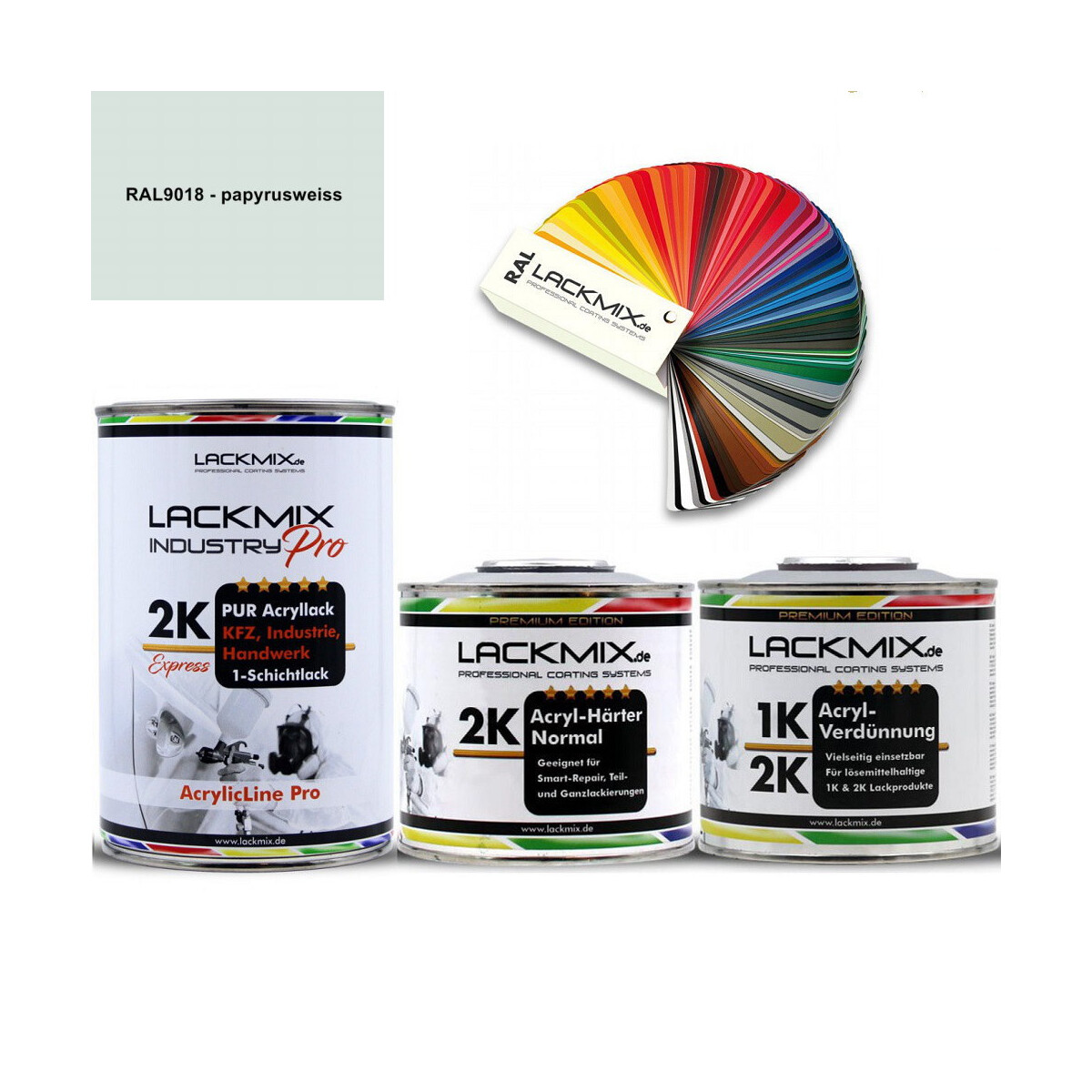 RAL 9018 Papyrusweiß 3 kg Set Acryllack glänzend mit Härter Ral Töne 
