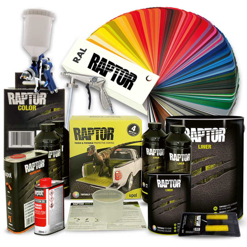 Raptor 2K Lack Beschichtung. Alle Farben n. RAL & Sets (Kit). Upol.